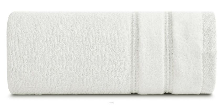 Ręcznik bawełniany 50x90 GLORY 4 kremowy z minimalistyczną bordiurą przeszywaną srebrną nicią