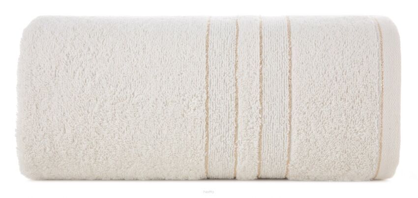 Ręcznik bawełniany 70x140 GALA kremowy zdobiony bordiurą z błyszczącą nicią