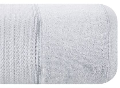 Ręcznik bawełniany 90x150 JESSI srebrny z fakturą krateczki i gładką welurową bordiurą