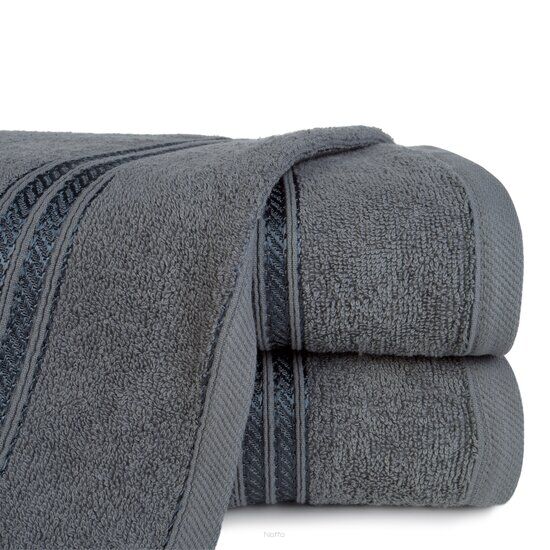 Ręcznik bawełniany 50x90 LORI grafitowy z delikatną bordiurą z błyszczącą nicią