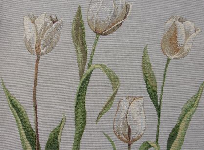 Poszewka gobelinowa 45x45 4041 popielata zdobiona wzorem tulipanów