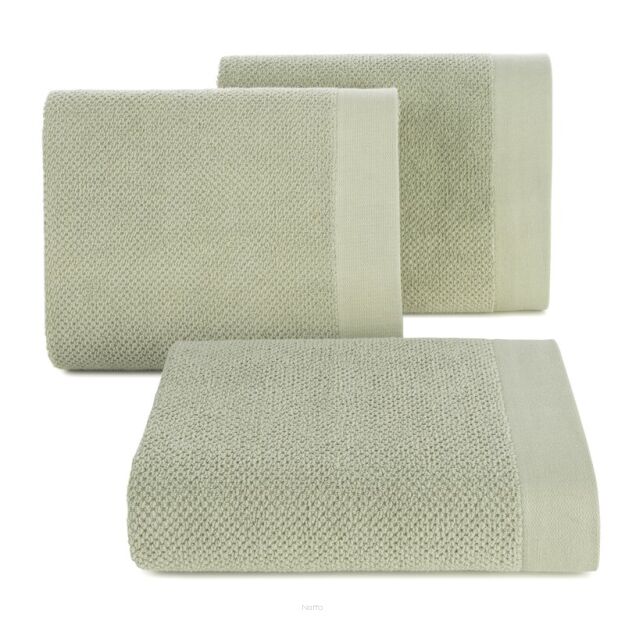 Ręcznik bawełniany 50x90 RISO jasna zieleń o ryżowej strukturze z gładką bordiurą