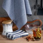 Komplet ścierek kuchennych 2x50x70 KARIN niebieskie w pasy z bawełny - 4