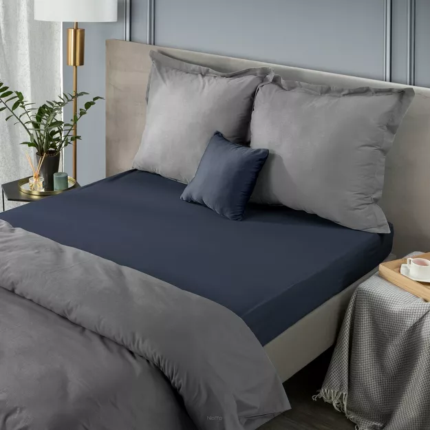 Prześcieradło z bawełny jersey z gumką granatowe 220x200 Design 91