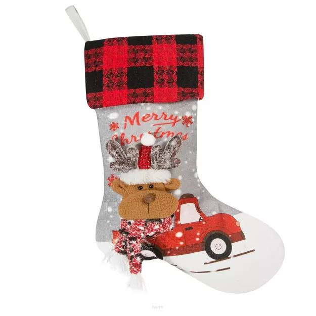 Skarpeta świąteczna 28x50 RENNE 2 srebrna z aplikacją