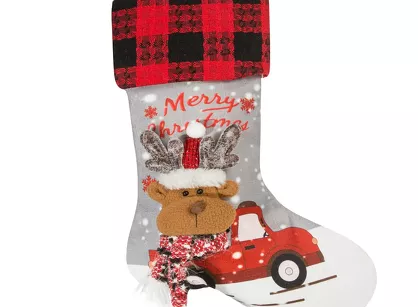 Skarpeta świąteczna 28x50 RENNE 2 srebrna z aplikacją