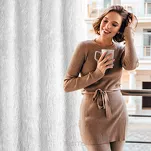 Zasłona na przelotkach 140x250 MARGARET biała z etaminy przetykana moherową nicią - 9