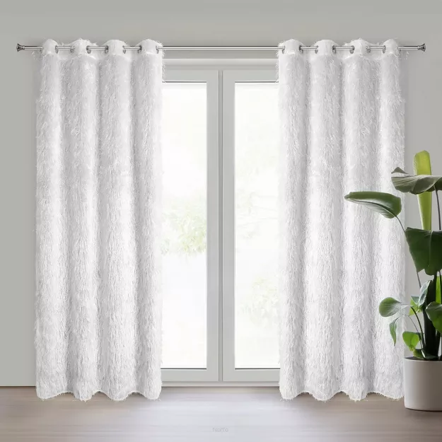 Zasłona na przelotkach 140x250 MARGARET biała z etaminy przetykana moherową nicią