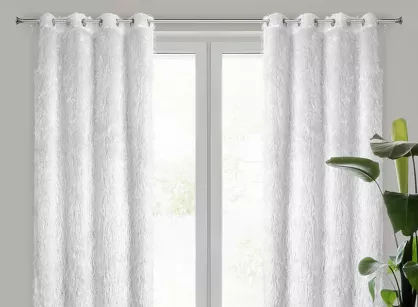 Zasłona na przelotkach 140x250 MARGARET biała z etaminy przetykana moherową nicią