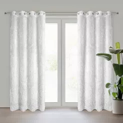 Zasłona gotowa na przelotkach 140x250 MARGARET biała z etaminy przetykana moherową nicią