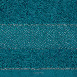 Ręcznik 70x140 NESSY ciemny turkus z szeroką żakardową bordiurą  przetykaną metaliczną nicią 500 g/m2  - 2