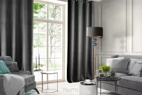 Zasłona gotowa na przelotkach 140x250 ROSA welwetowa czarna Design 91 - 11