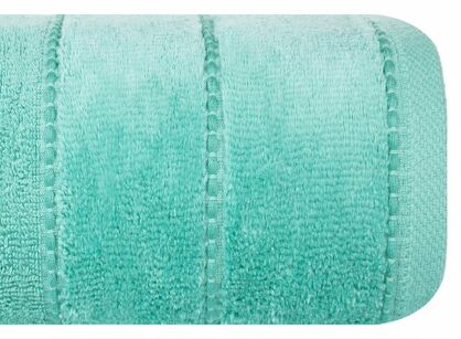 Ręcznik 50x90 MARI miętowy z welurową bordiurą w pasy 500 g/m2