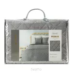 Narzuta jednokolorowa 170x210 LEN 1 stalowa pikowana imitująca len - 2