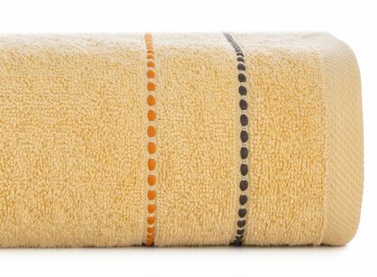 Ręcznik 50x90 SUZI jasny pomarańcz z kontrastującą stebnowaną bordiurą w delikatne paseczki 500 g/m2