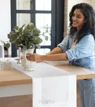 Bieżnik 40x180 LUCY biały gładki zdobiony kantą - 7