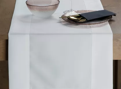 Bieżnik 40x180 LUCY biały gładki zdobiony kantą