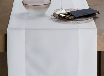 Bieżnik 40x180 LUCY biały gładki zdobiony kantą