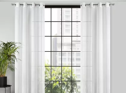 Firana na przelotkach 140x250 MARGO biała błyszcząca o gęstym drobnym splocie