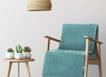 Koc na fotel 70x160 LISA miętowy wytłaczany z efektem 3D z kolekcji Design 91