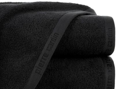 Ręcznik 30x50 EVI Pierre Cardin czarny zdobiony bordiurą w kolorze ręcznika z logo marki