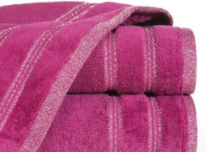 Ręcznik bawełniany 50x90 GLORY 1 amarantowy z welurową bordiurą i srebrną nicią