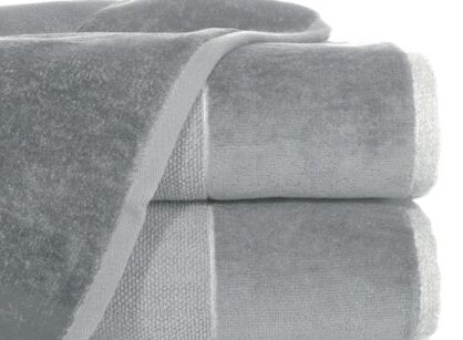 Ręcznik bawełniany 30x50 LUCY srebrny gładki z welurową szeroką bordiurą