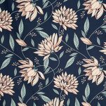 Pościel satynowa 220x200 NIKA 49 granatowa z pudrowym wzorem kwiatowym z kolekcji Nova Print - 2