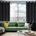 Zasłona na przelotkach 140x250 DANI welwetowa czarna jednokolorowa zdobiona w dolnej części falbanami - 7