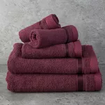 Ręcznik bawełniany 100x150 ABBIE bordowy z żakardową błyszczącą bordiurą w pasy z delikatną krateczką - 5