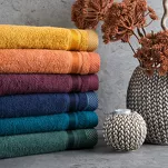 Ręcznik bawełniany 100x150 ABBIE bordowy z żakardową błyszczącą bordiurą w pasy z delikatną krateczką - 6
