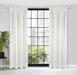 Zasłona na taśmie 140x300 MARIGOLD zaciemniająca biała ze złotym nadrukiem liści lilii wodnej - 5