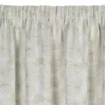 Zasłona gotowa na taśmie 140x300 MARIGOLD zaciemniająca biała ze złotym nadrukiem liści lilii wodnej - 14