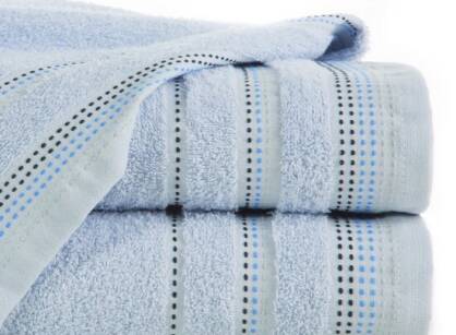 Ręcznik bawełniany 50x90 POLA błękitny z kolorową bordiurą zakończoną stebnowaniem