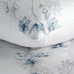 Pościel satynowa 160x200 SPRING 93 biała niebieska z wzorem roślinnym z kolekcji Classic - 6