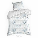 Pościel satynowa 160x200 SPRING 93 biała niebieska z wzorem roślinnym z kolekcji Classic - 4