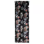 Zasłona na taśmie 140x270 ALANI welwetowa czarna ruda z wyrazistym nadrukiem botanicznym - 6