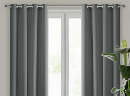 Zasłona na przelotkach 140x250 RITA jednokolorowa grafitowa z miękkiej tkaniny