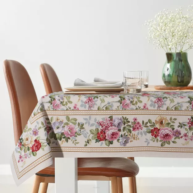 Obrus gobelinowy 140x180 4088 naturalny różowy wzór kwiatu wiśni