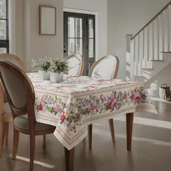 Obrus gobelinowy 140x180 4088 naturalny różowy wzór kwiatu wiśni