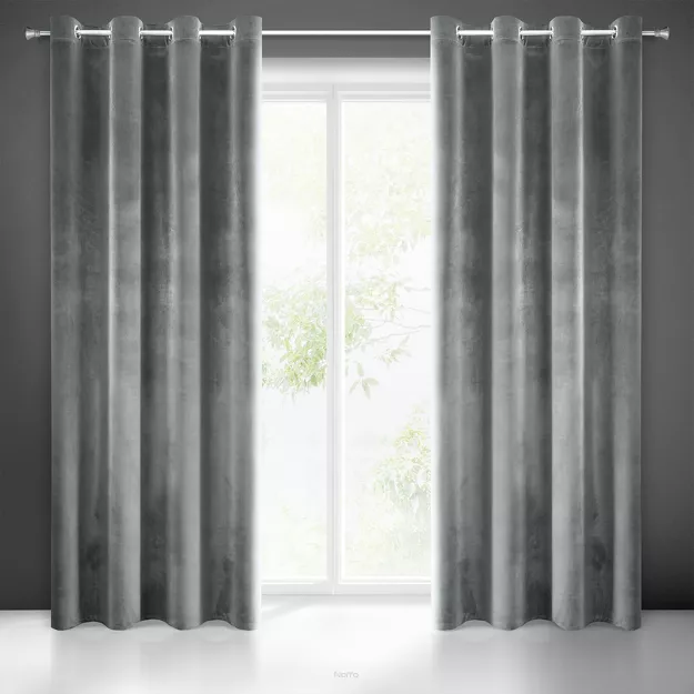 Zasłona na przelotkach 140x250 SAMANTA welwetowa grafitowa o subtelnym połysku