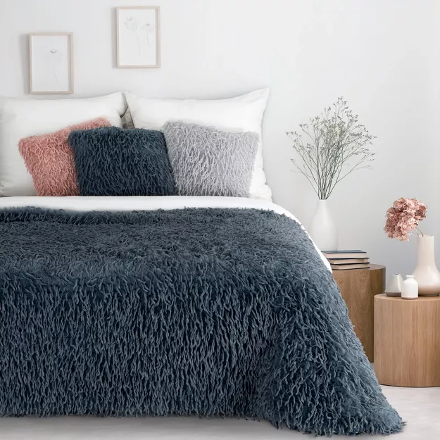 Koc futrzany 130x270 ADORE granatowy