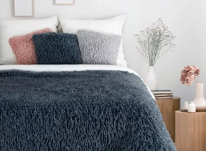 Koc futrzany 130x270 ADORE granatowy