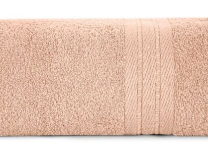 Ręcznik bawełniany 50x90 KAYA pudrowy zdobiony bordiurą w pasy