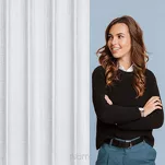 Firana na przelotkach 350x250 LENA biała z gładkiej etaminy ze srebrzystym połyskiem - 9