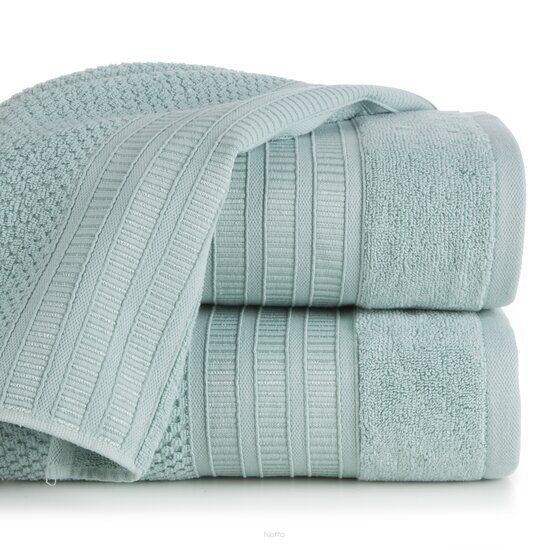 Ręcznik bawełniany 50x90 ROSITA miętowy z subtelną bordiurą w delikatne poziome paski