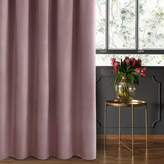 Zasłona gotowa na taśmie 140x270 SIBEL welwetowa Pierre Cardin pudrowa jednokolorowa