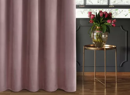 Zasłona gotowa na taśmie 140x270 SIBEL welwetowa Pierre Cardin pudrowa jednokolorowa