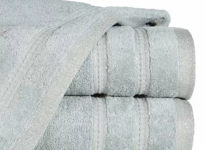 Ręcznik bawełniany 30x50 GLORY 1 stalowy z welurową bordiurą i srebrną nicią