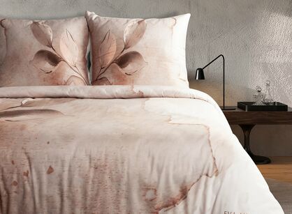 Pościel z makosatyny 220x200 ARLO Eva Minge kremowa pudrowy róż designerski wzór